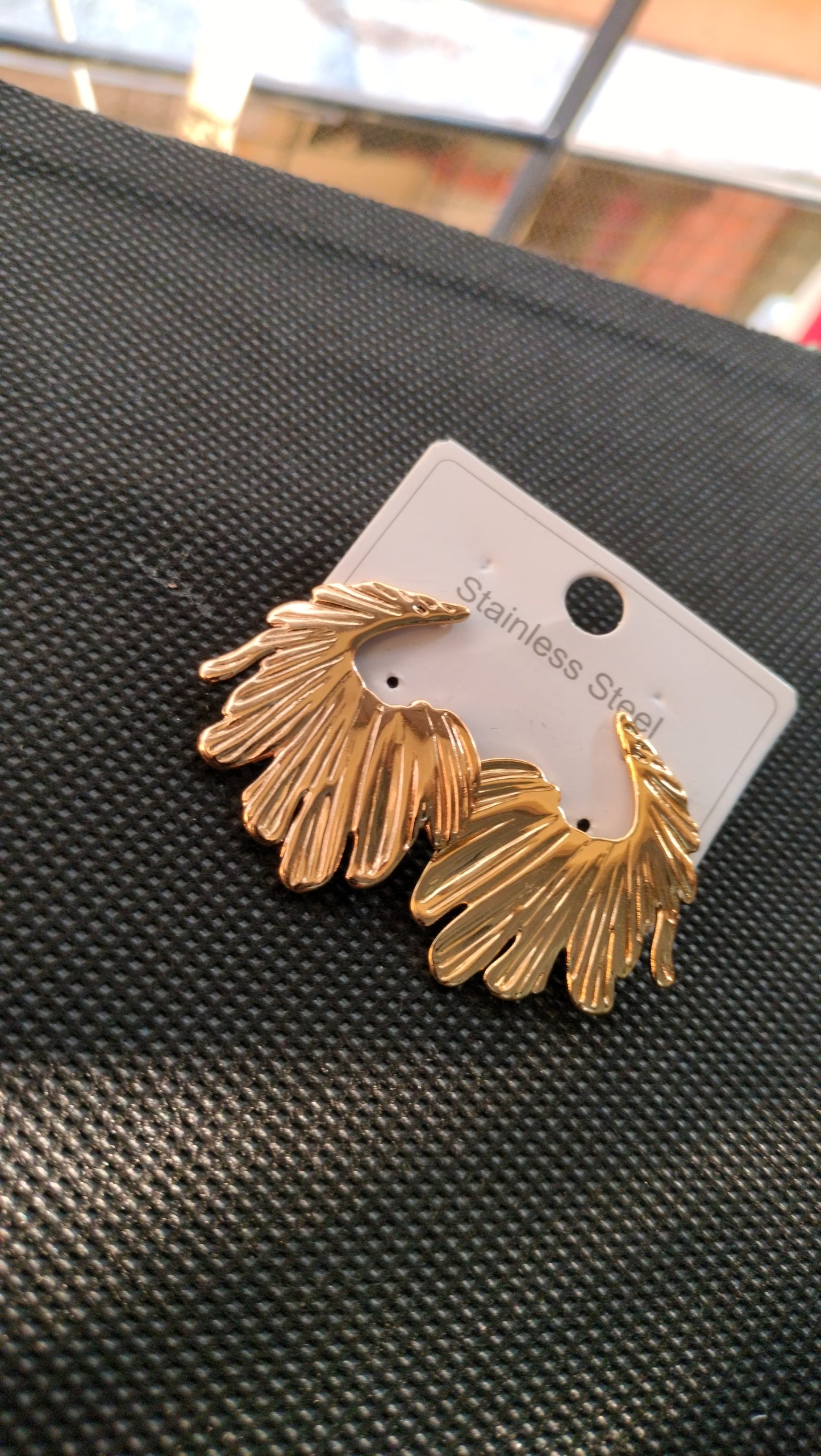 Feathered leaf earring