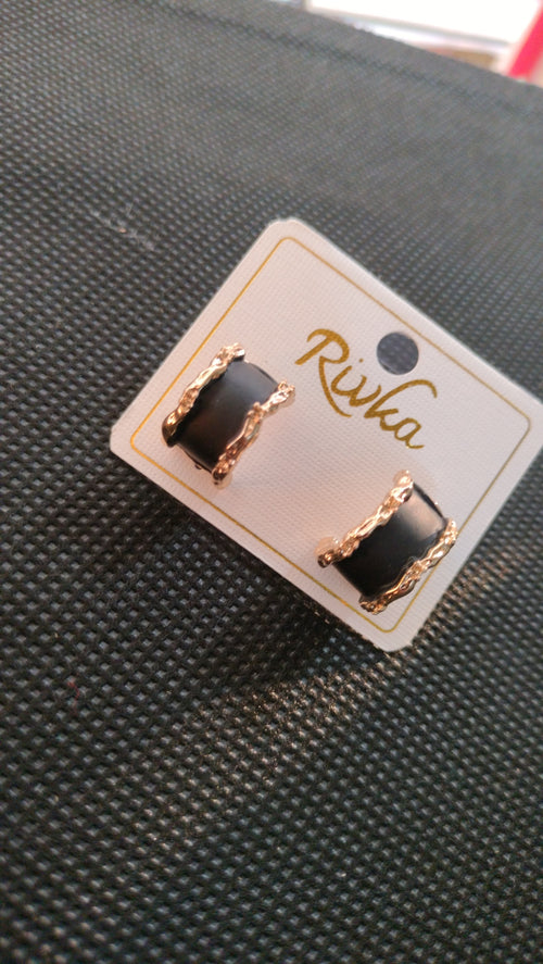 Black semi-circle earring